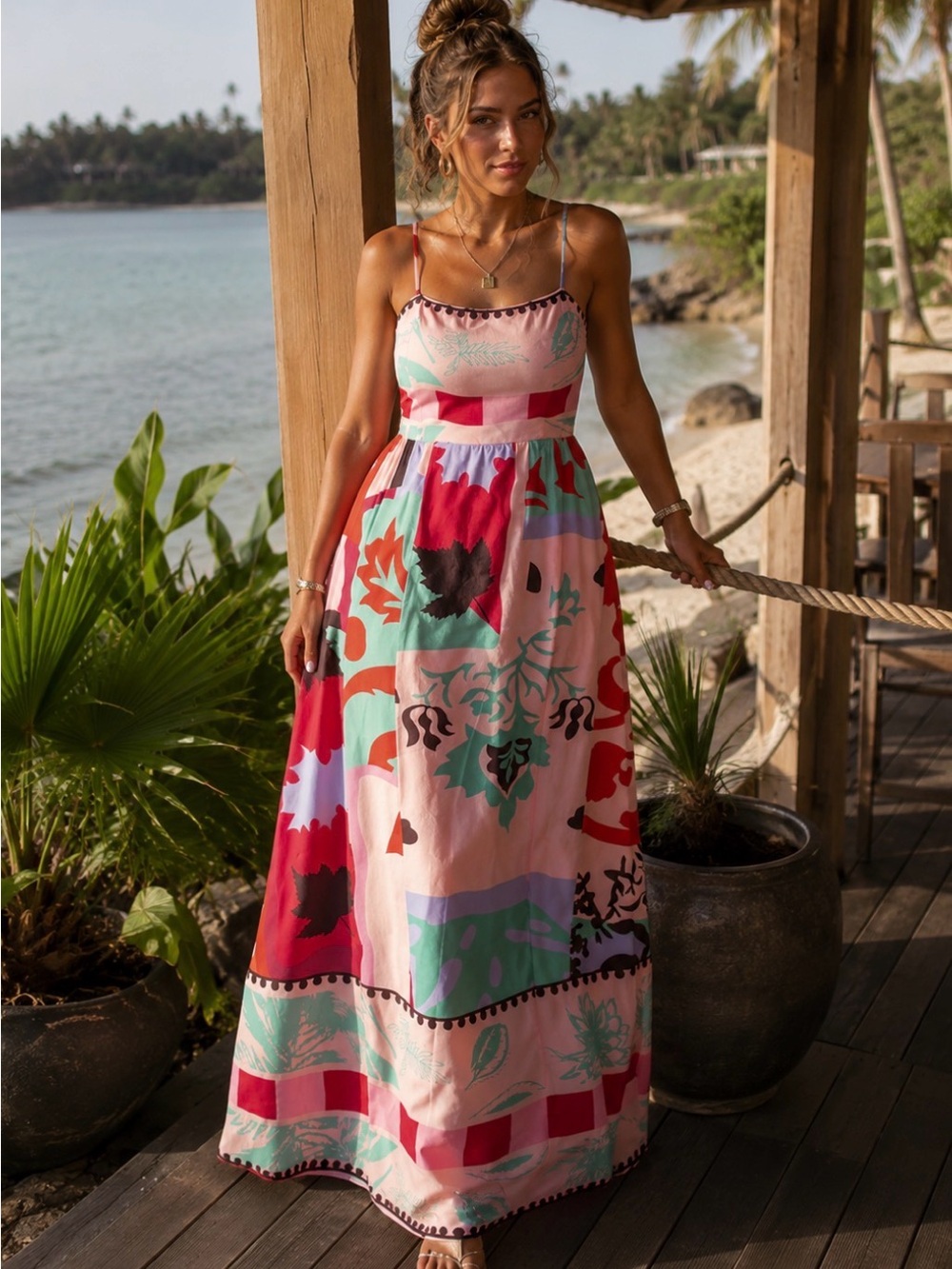 Brand new! Tropical Maya Maxi Dress - Pink Multi